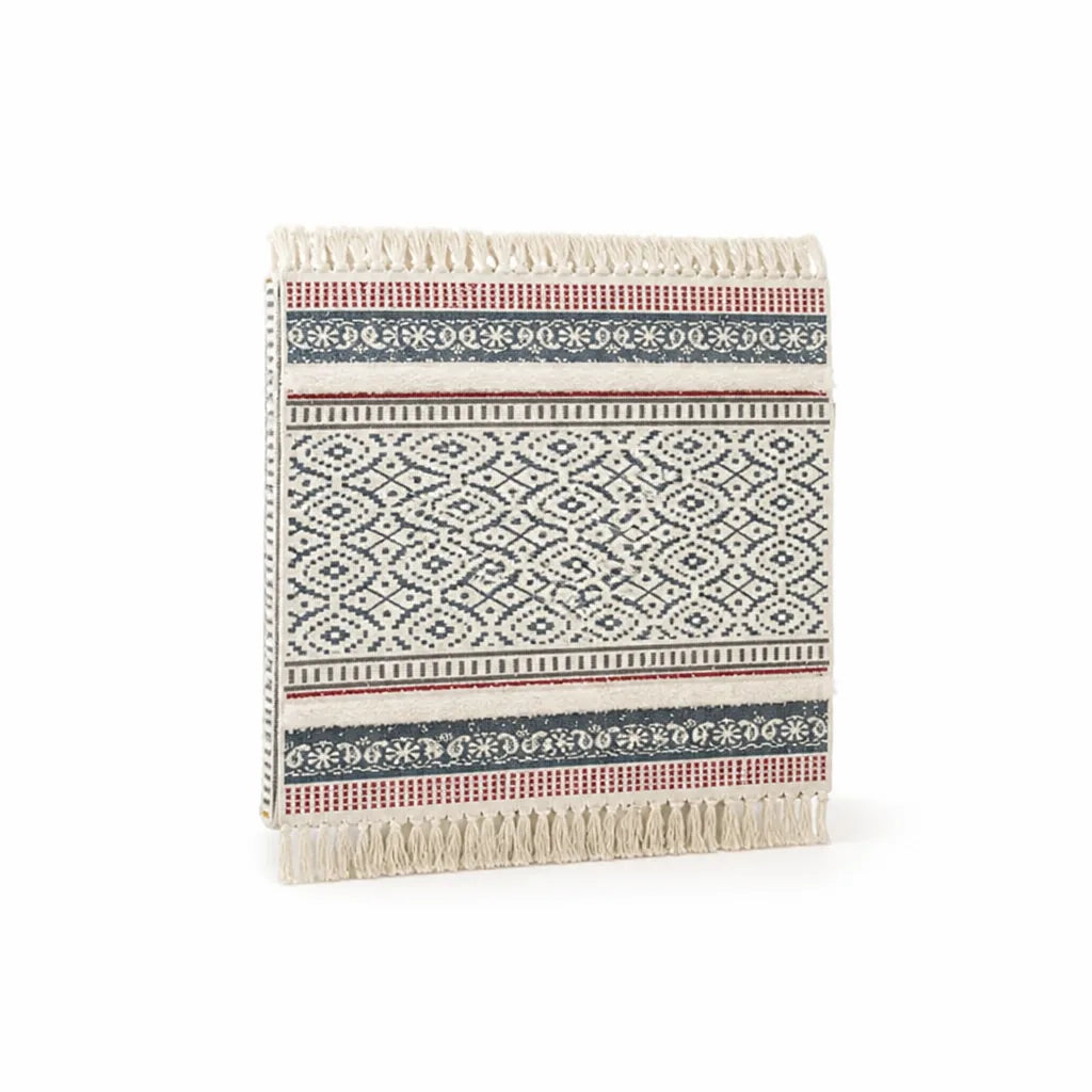 Flat-Woven Low-Pile Cotton-Blend Bed Runner with Fringed Ends