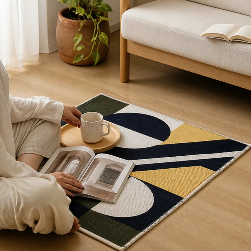 Flatwoven Low Pile Graphic Tile Living Room Rug