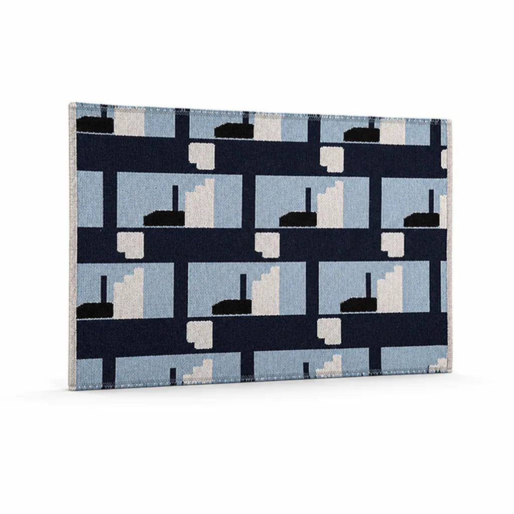 Flatwoven Low Pile Graphic Tile Living Room Rug