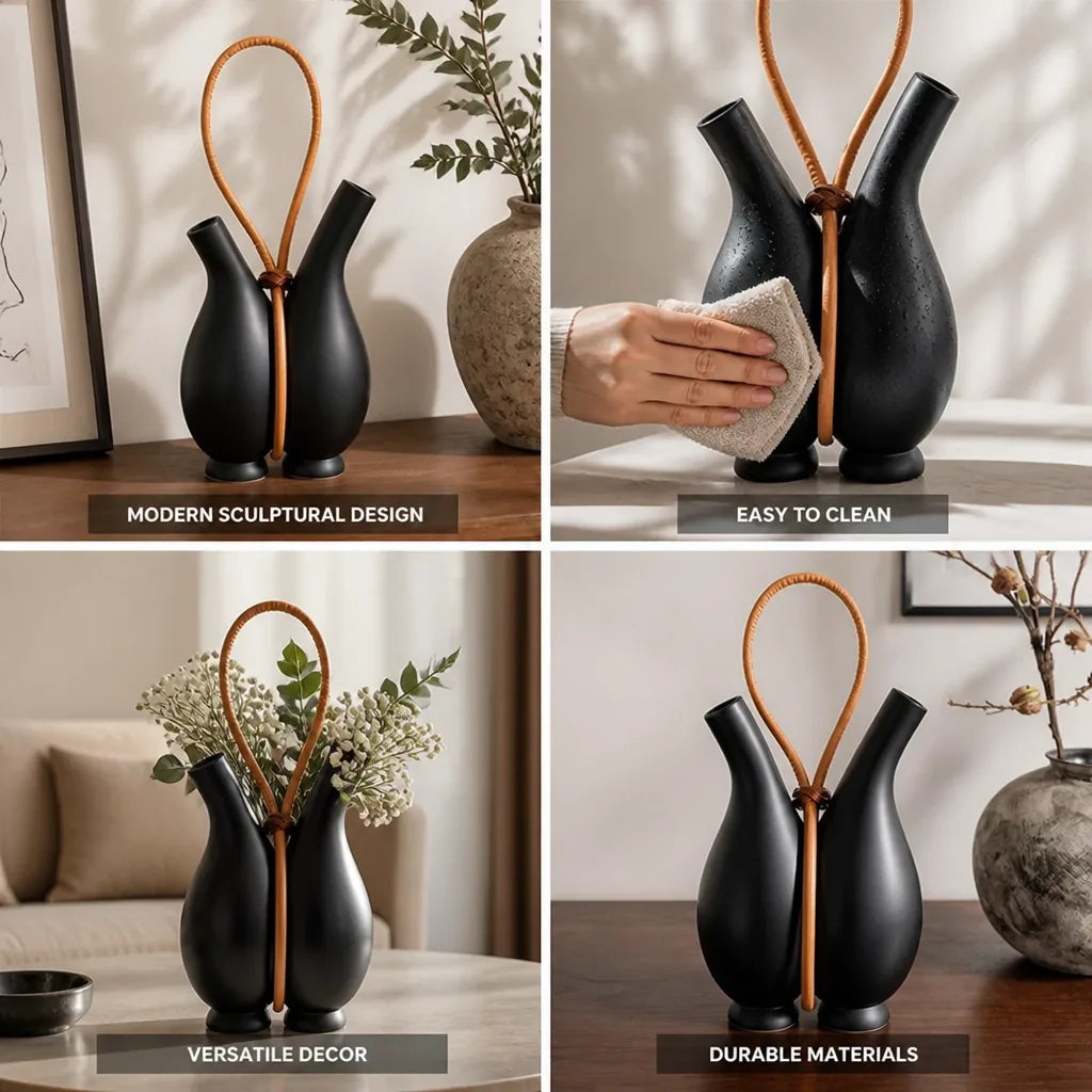 Flower Vase Modern Sculptural With Handle