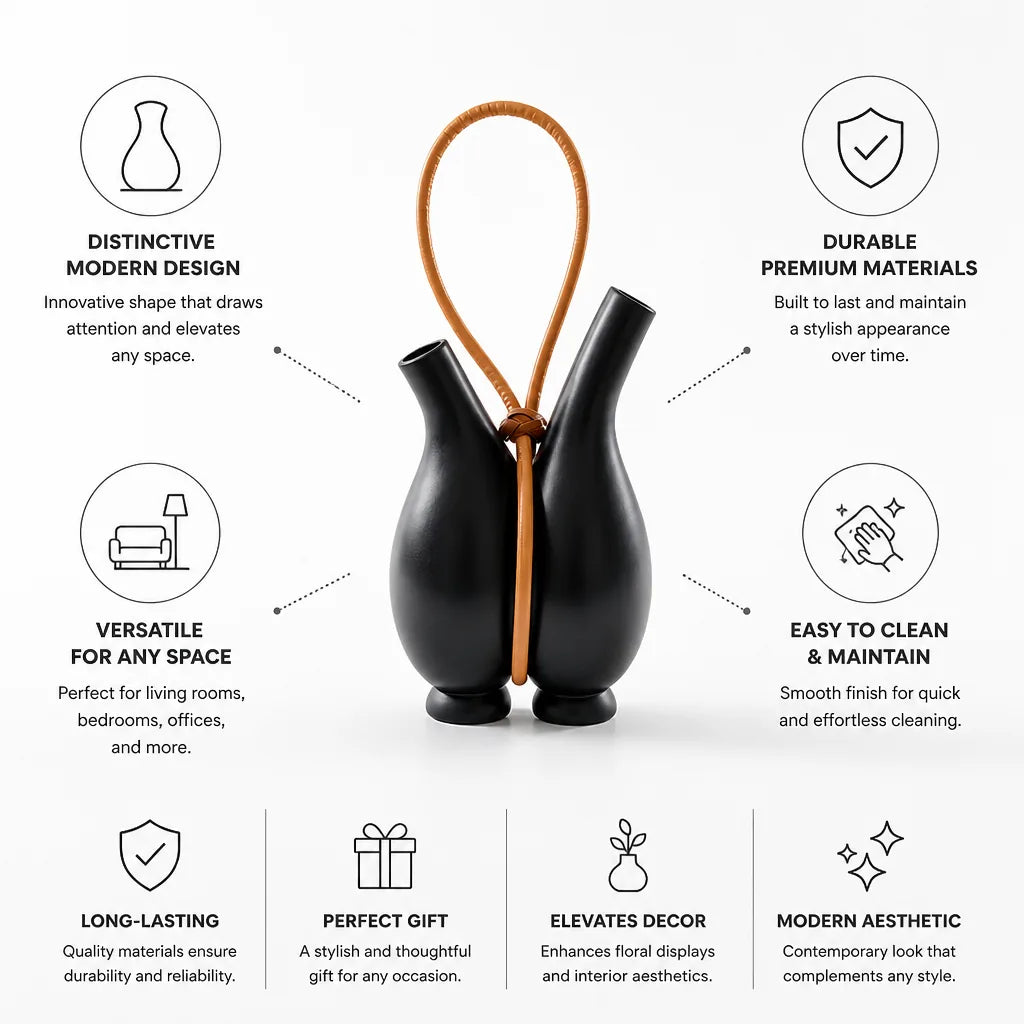 Flower Vase Modern Sculptural With Handle