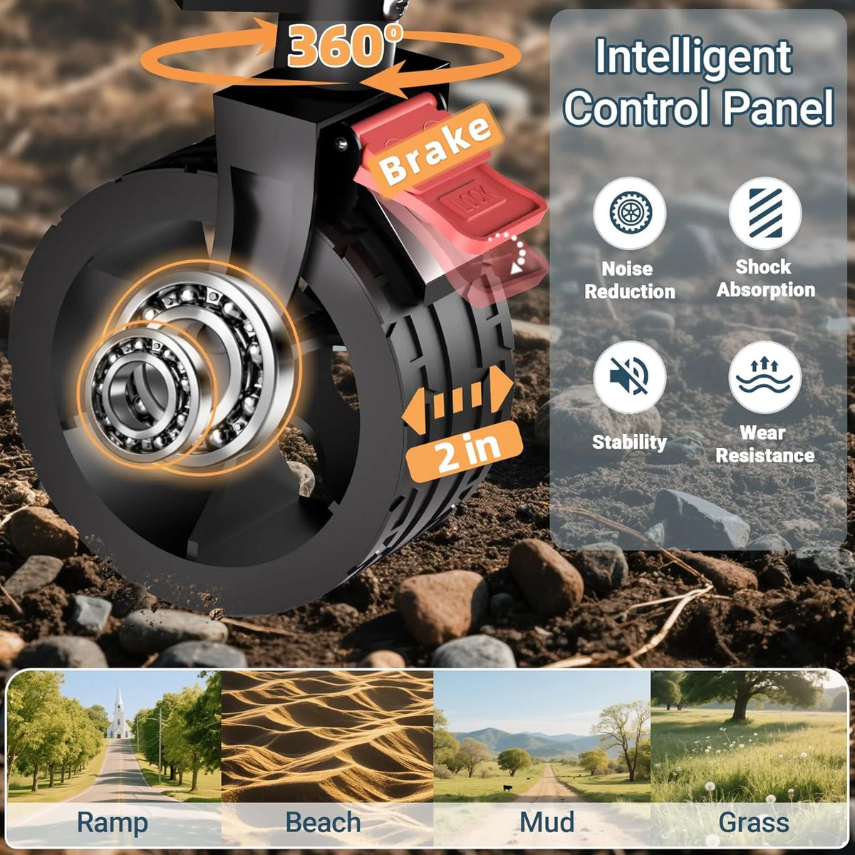 Folding Wagon Cart All-Terrain Wheels with Brakes 58.1-Gallon Capacity