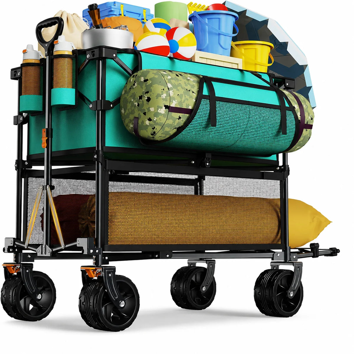 Folding Wagon Cart Double-Decker 485 lb Capacity