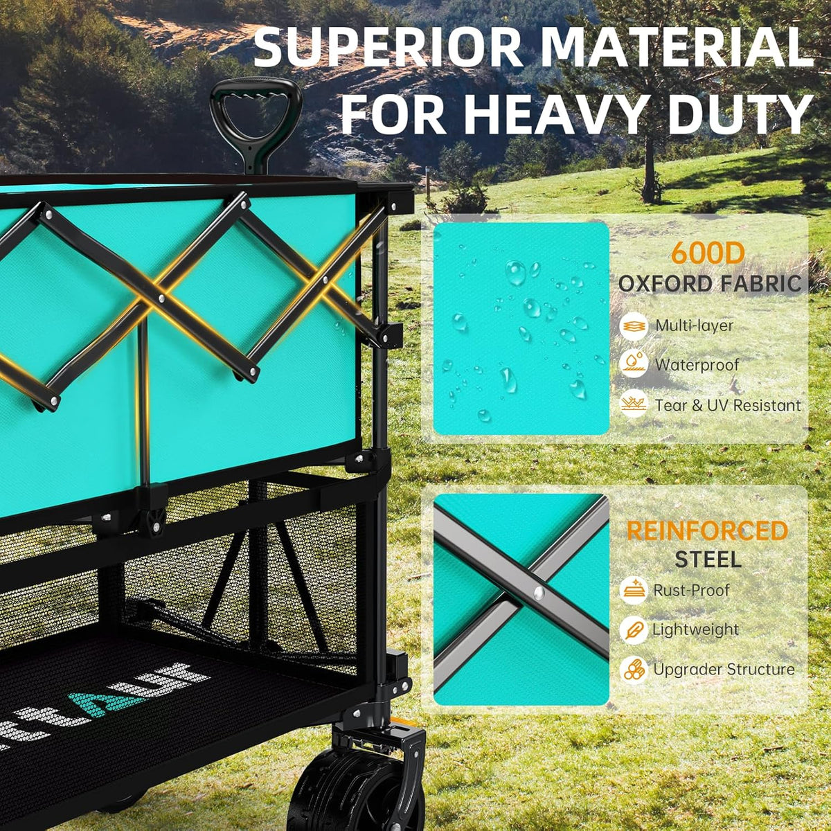 Folding Wagon Cart Double-Decker 485 lb Capacity