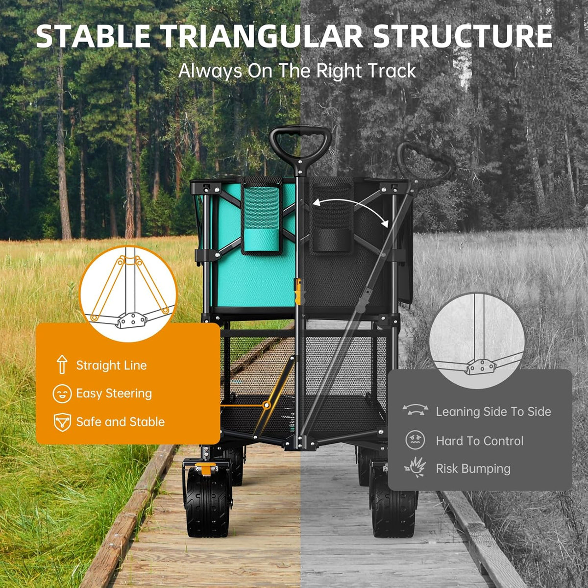Folding Wagon Cart Double-Decker 485 lb Capacity