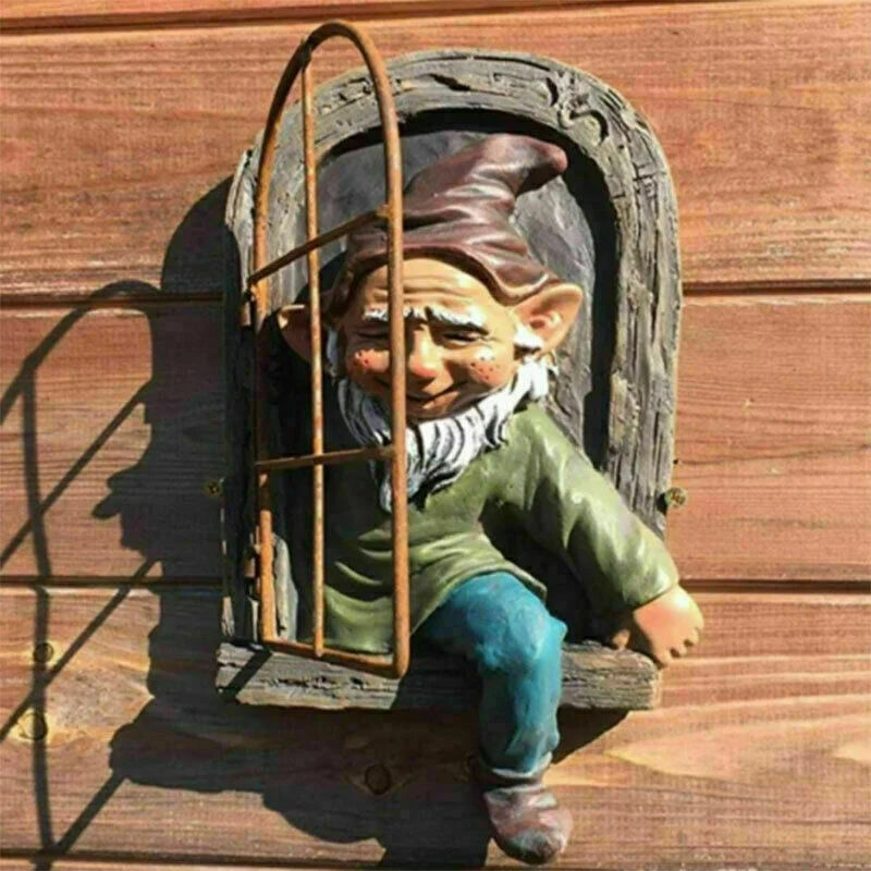 Garden Elf Statue Resin Tree Window Design