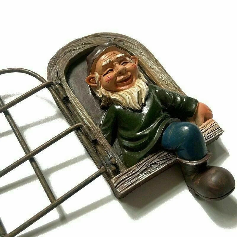 Garden Elf Statue Resin Tree Window Design