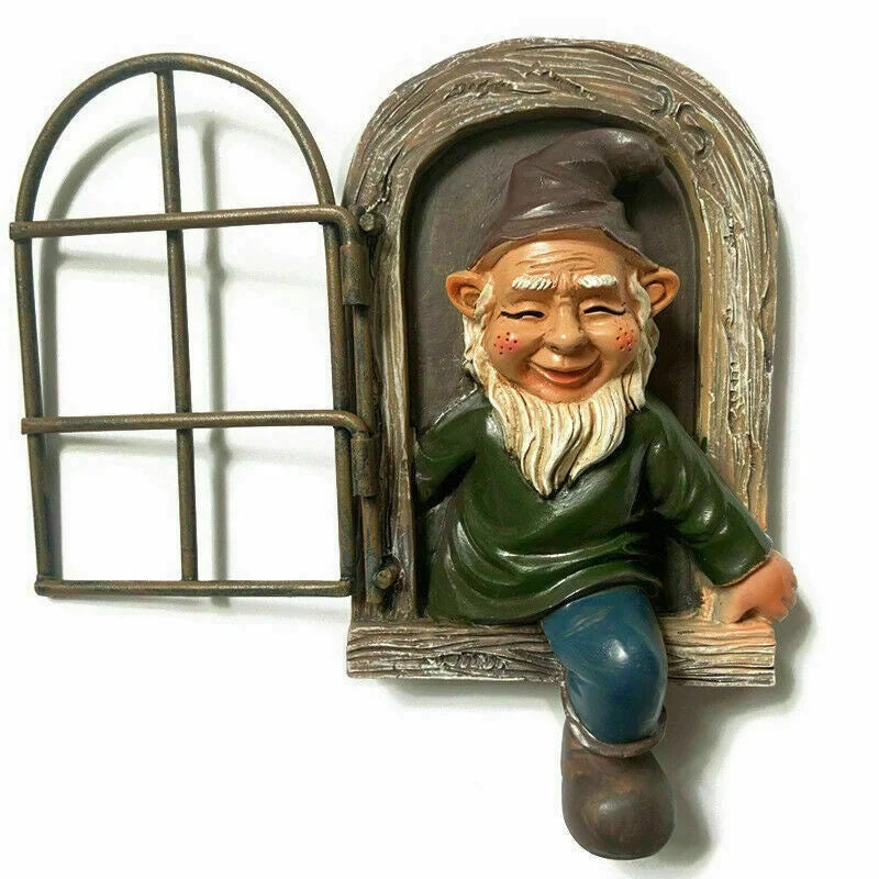 Garden Elf Statue Resin Tree Window Design