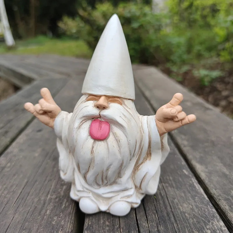 Garden Gnome Statue Durable Resin Tongue-Out Design