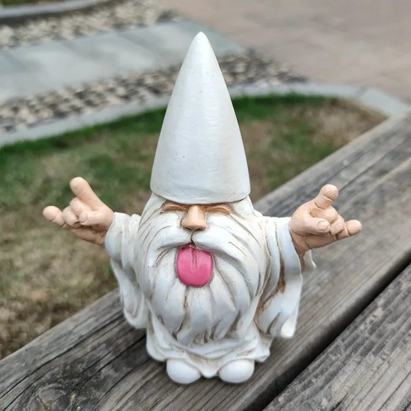Garden Gnome Statue Durable Resin Tongue-Out Design