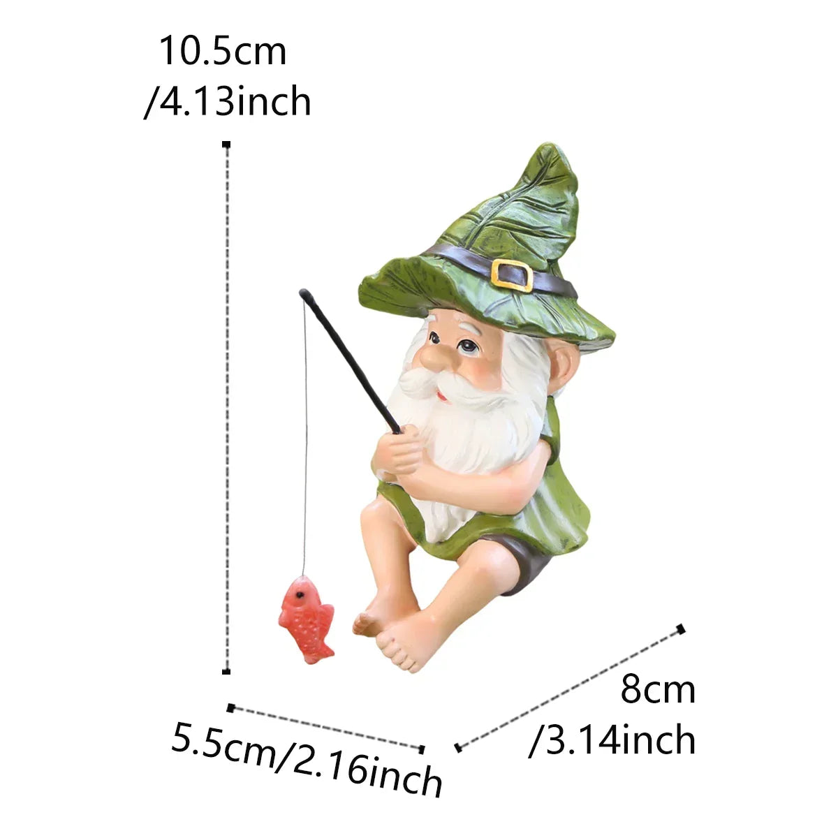 Garden Gnome Statue Resin Fishing Design Outdoor Decor