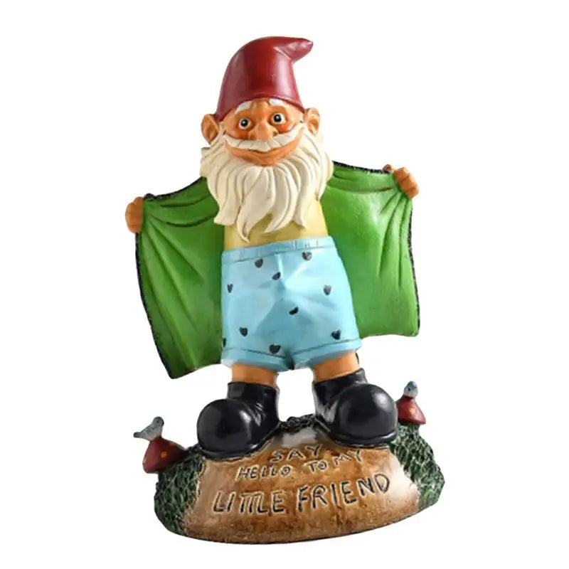 Garden Gnome Statue Resin Outdoor Figurine Green Cape