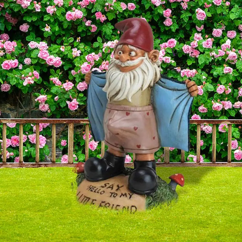 Garden Gnome Statue Resin Outdoor Figurine Green Cape