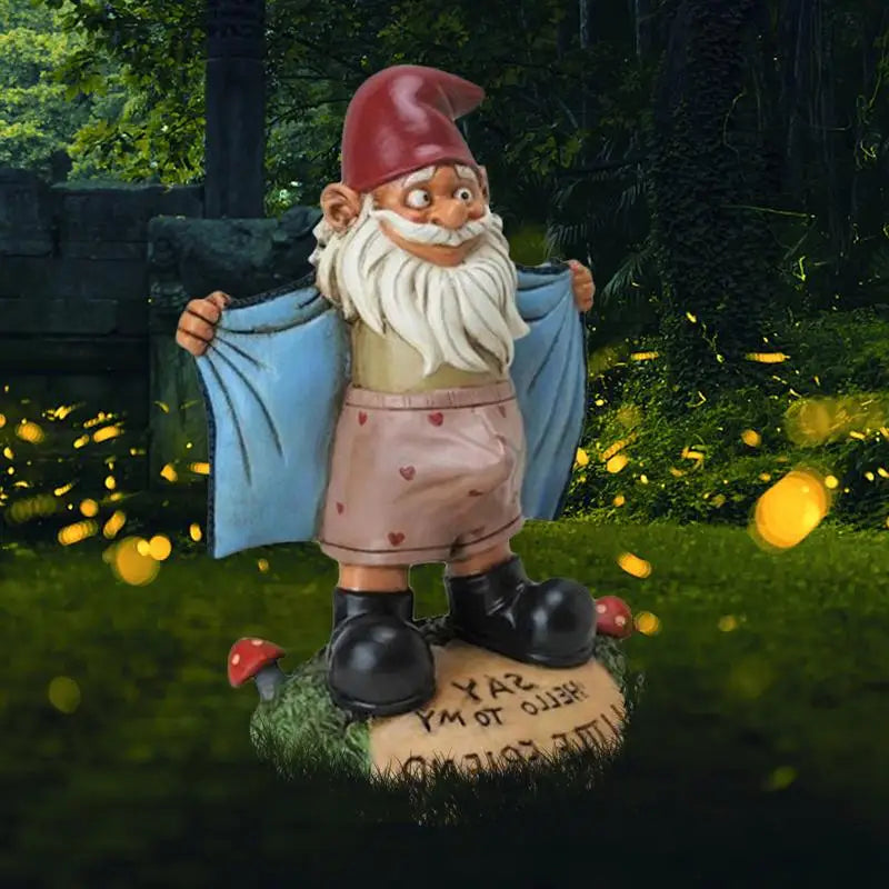 Garden Gnome Statue Resin Outdoor Figurine Green Cape