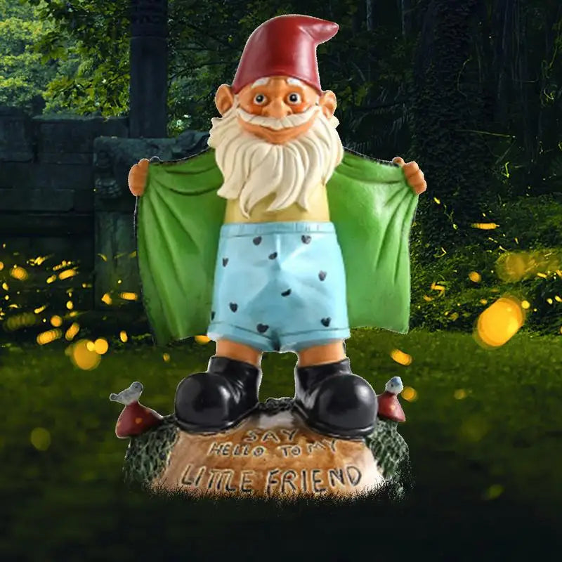 Garden Gnome Statue Resin Outdoor Figurine Green Cape