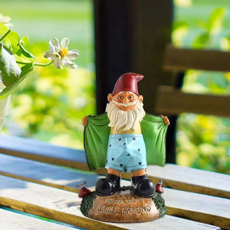 Garden Gnome Statue Resin Outdoor Figurine Green Cape