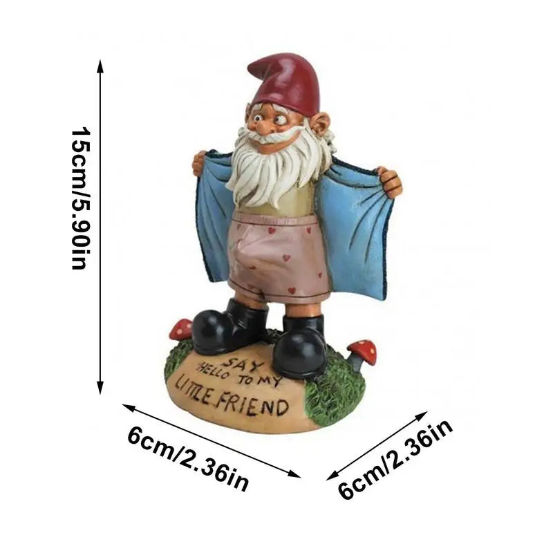 Garden Gnome Statue Resin Outdoor Figurine Green Cape