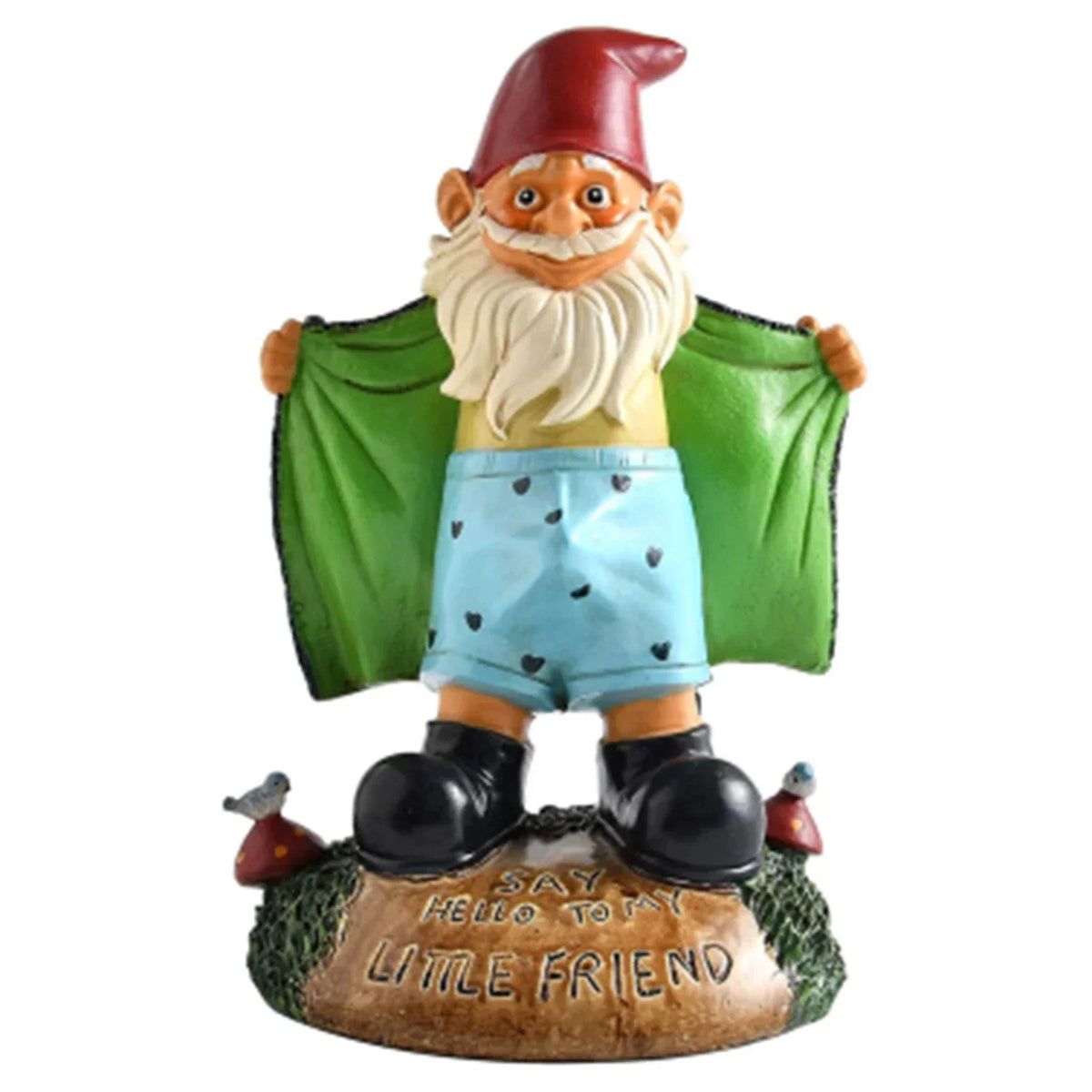 Garden Gnome Statue Resin Outdoor Figurine Green Cape