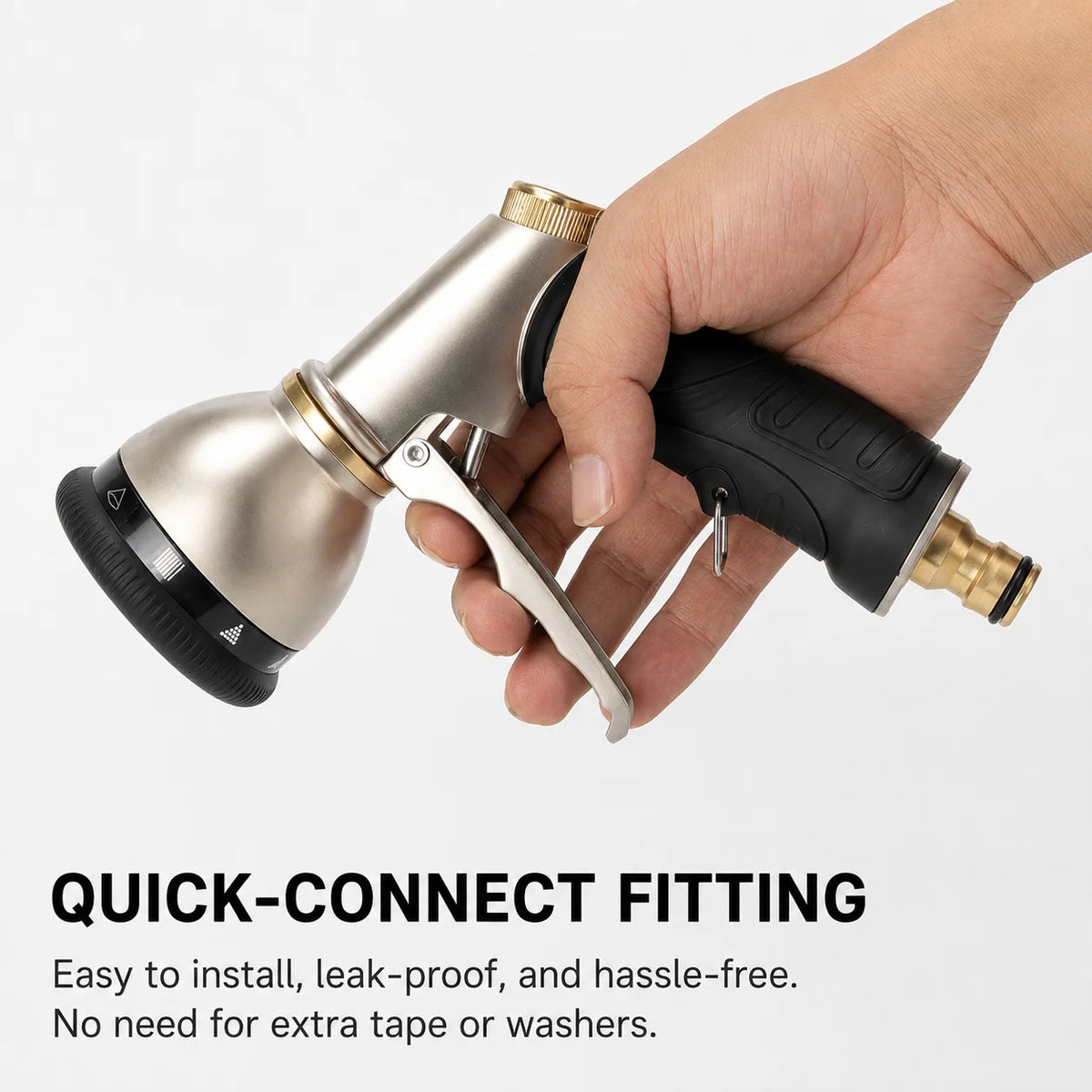 Garden Hose Nozzle Metal 9 Spray Patterns Adjustable Flow Control