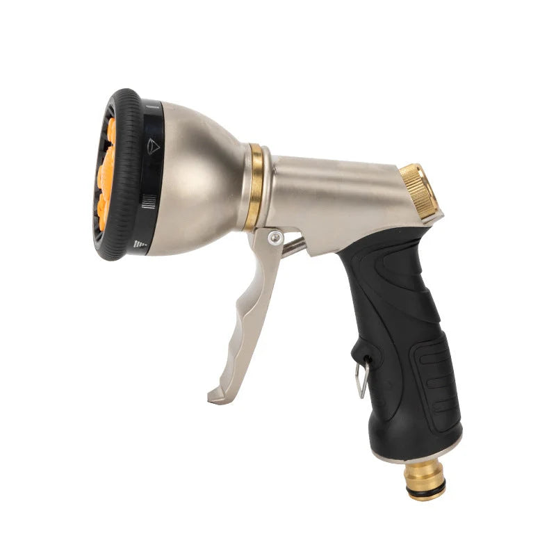 Garden Hose Nozzle Metal 9 Spray Patterns Adjustable Flow Control
