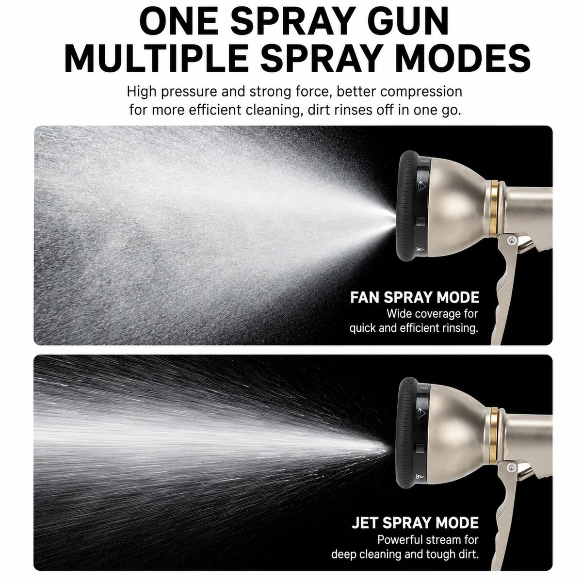 Garden Hose Nozzle Metal 9 Spray Patterns Adjustable Flow Control