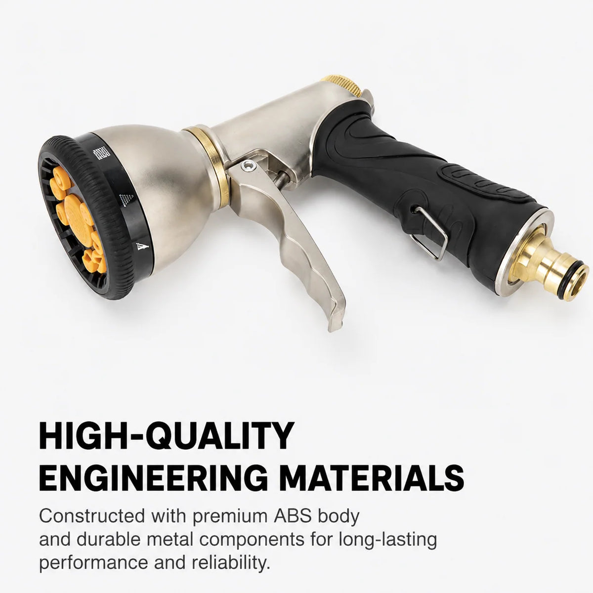 Garden Hose Nozzle Metal 9 Spray Patterns Adjustable Flow Control