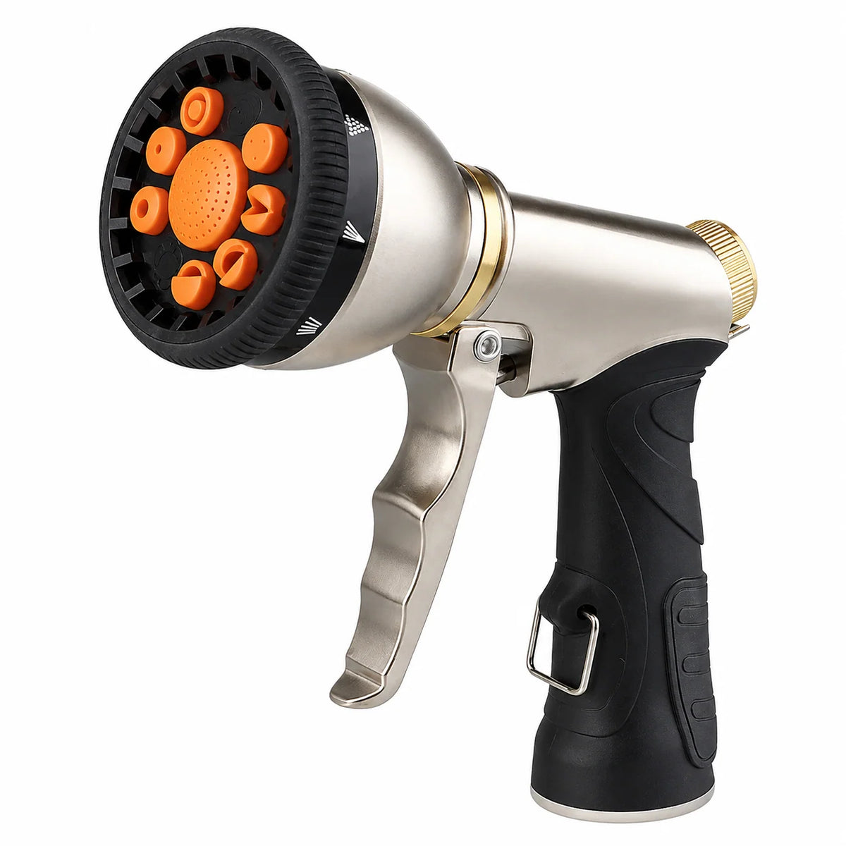 Garden Hose Nozzle Metal 9 Spray Patterns Adjustable Flow Control