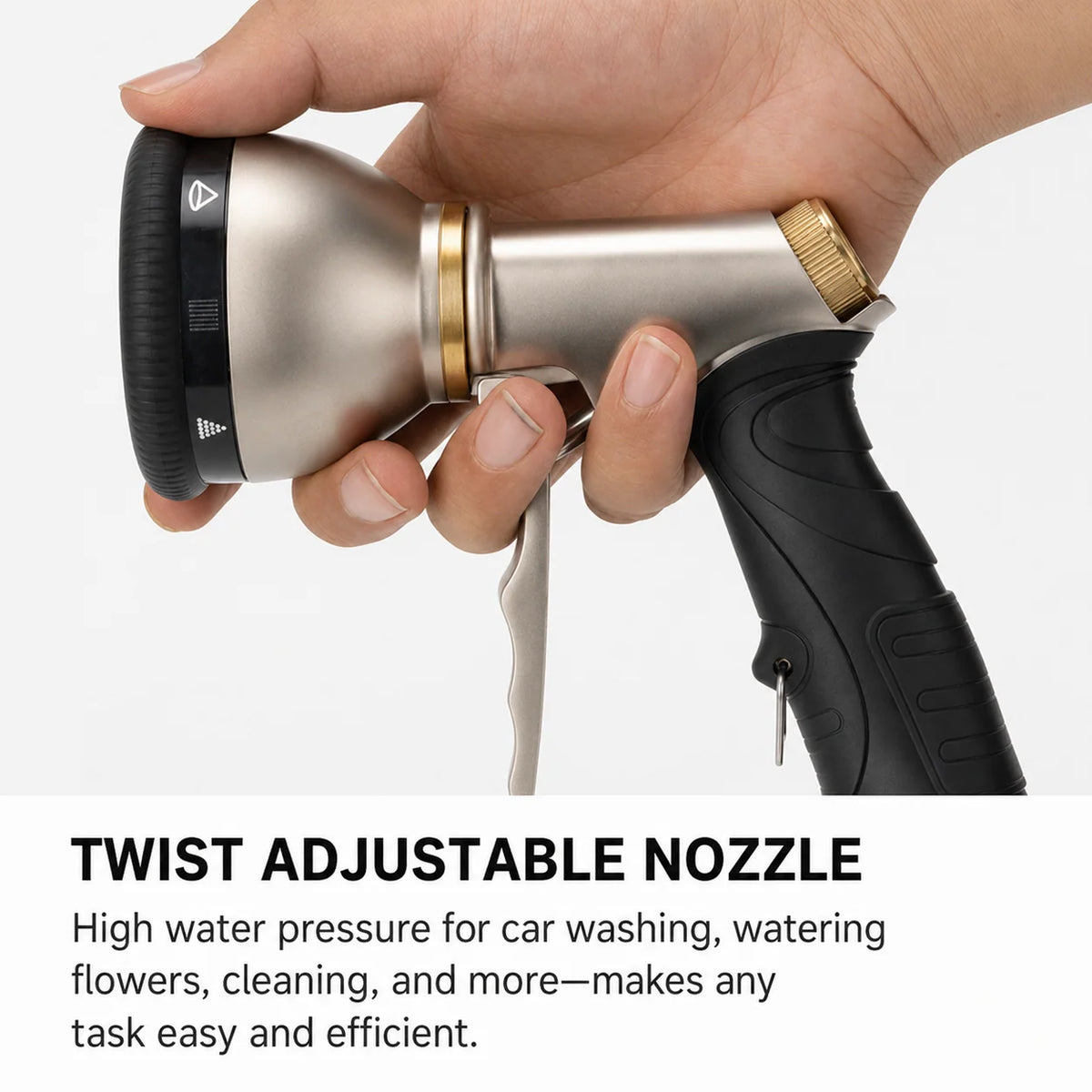 Garden Hose Nozzle Metal 9 Spray Patterns Adjustable Flow Control