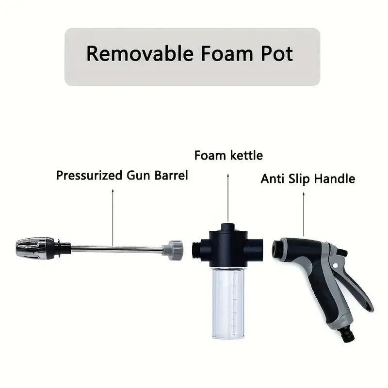 Garden Hose Nozzle Stainless Steel Wand Adjustable Spray Foam Bottle