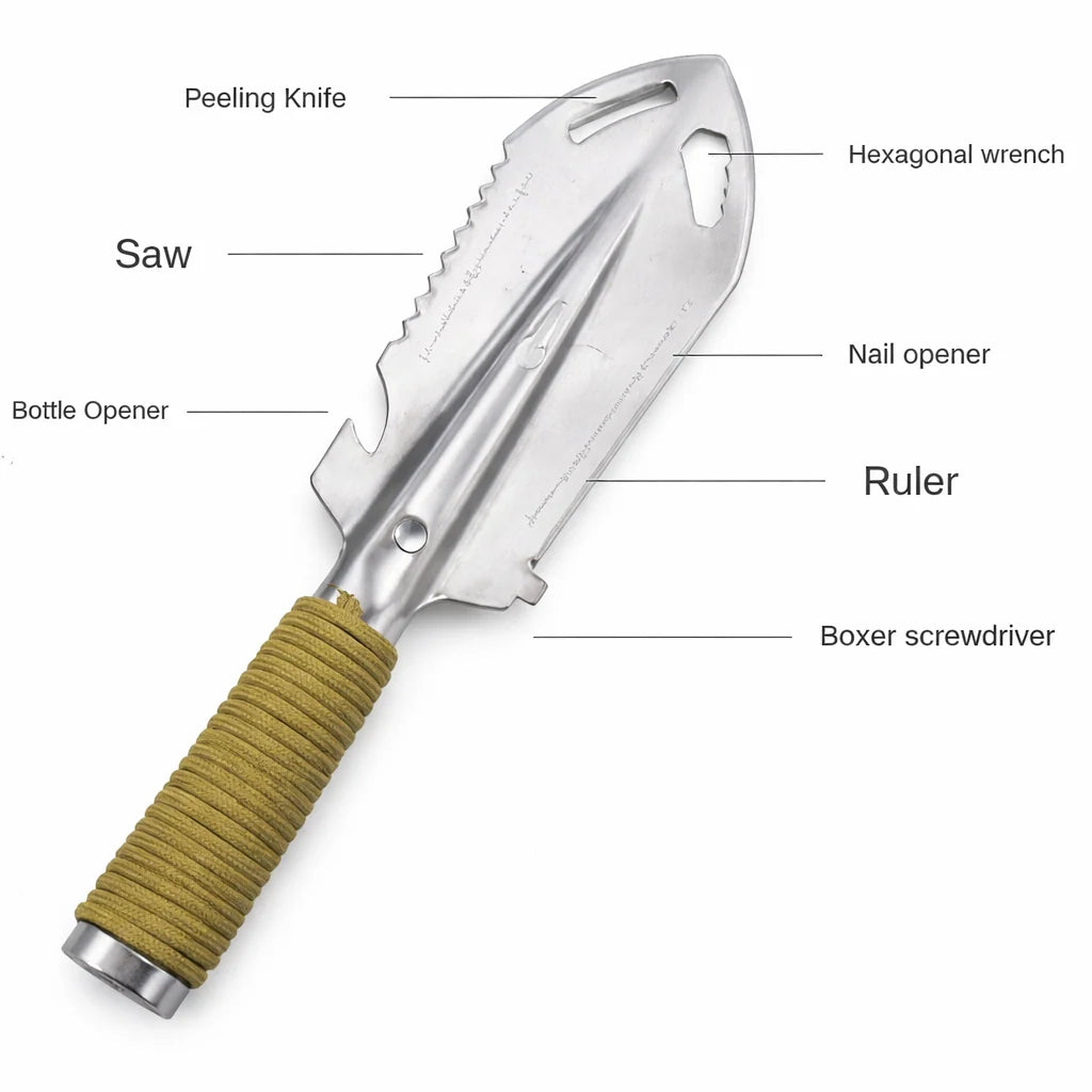 Garden Shovel Stainless Steel Rust-Resistant Lightweight with Belt Loop