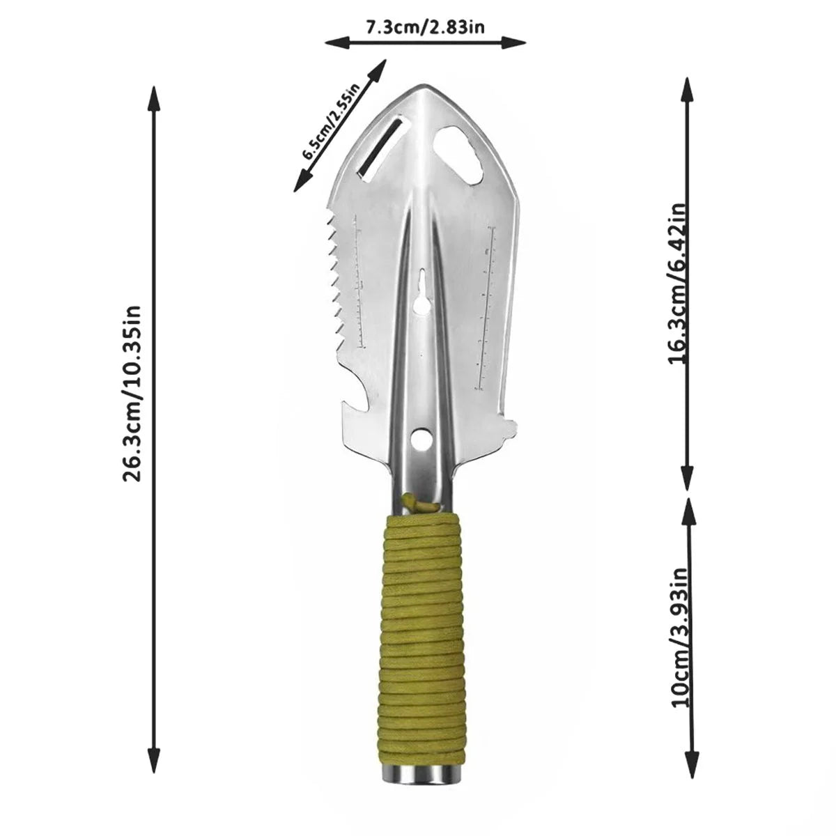 Garden Shovel Stainless Steel Rust-Resistant Lightweight with Belt Loop