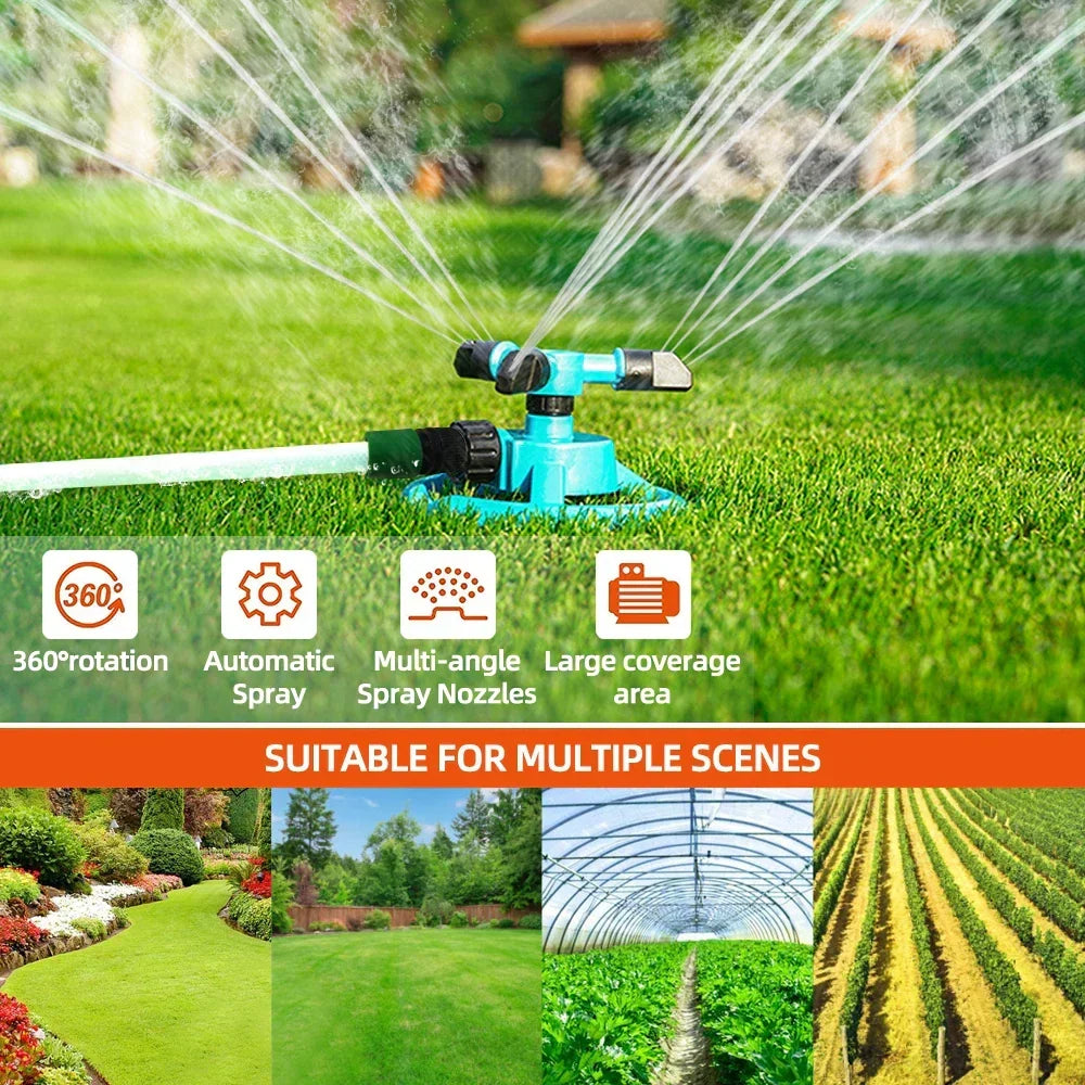 Garden Sprinkler 360° Rotating Adjustable Spray Arms For Even Watering