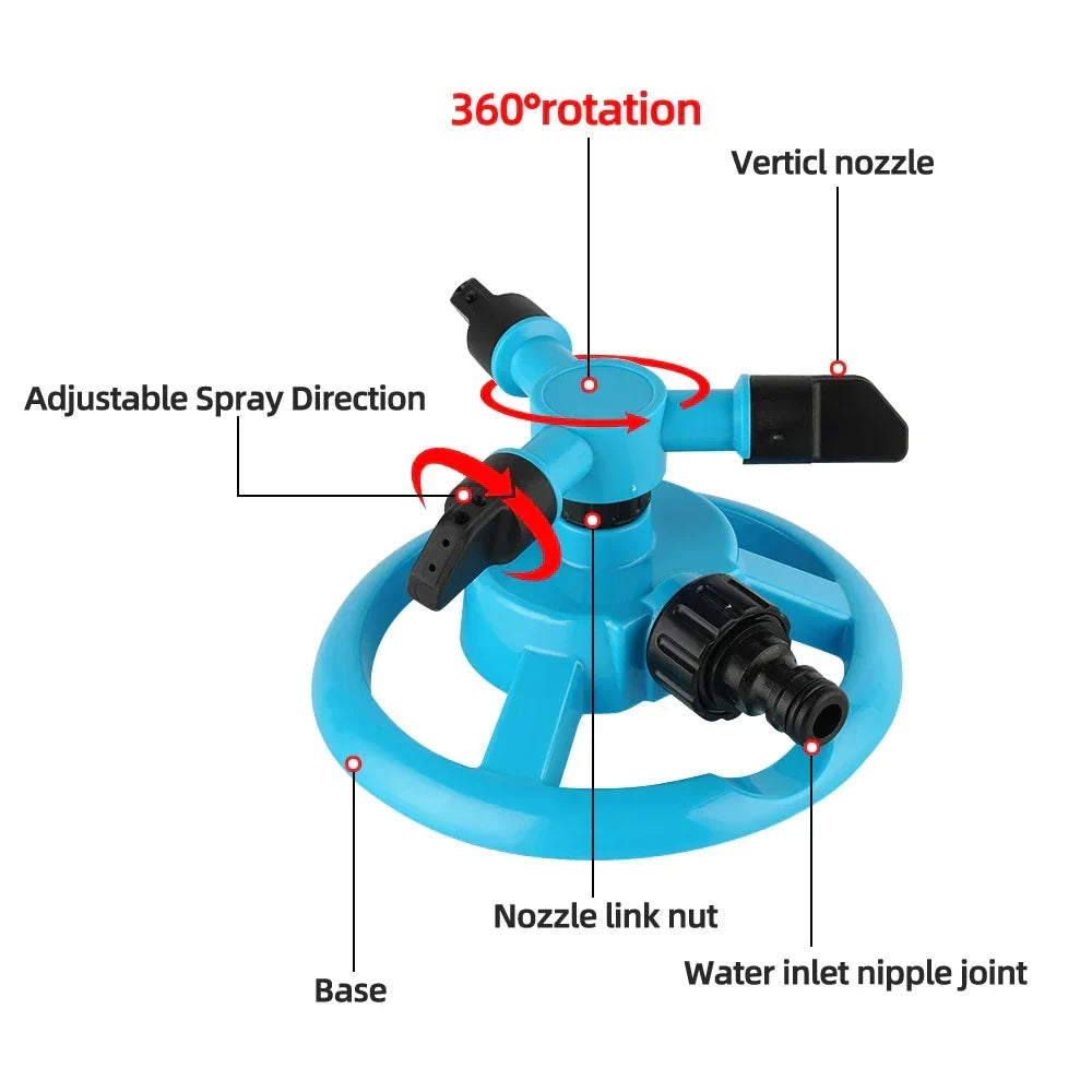 Garden Sprinkler 360° Rotating Adjustable Spray Arms For Even Watering