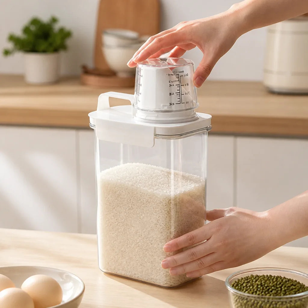 Grain Storage Container Airtight Visible Measuring Scale Dishwasher-Safe