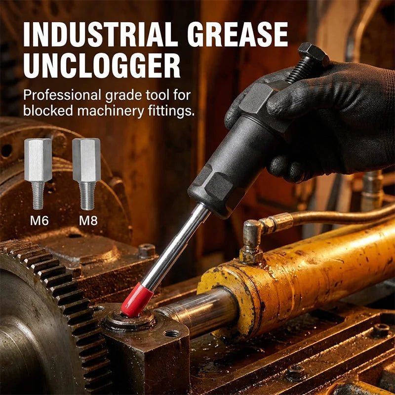 Grease Fitting Unclogger Tool High-Pressure M6 M8 Adapters