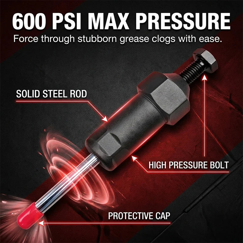 Grease Fitting Unclogger Tool High-Pressure M6 M8 Adapters