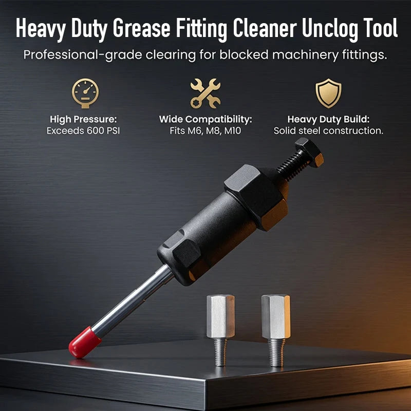 Grease Fitting Unclogger Tool High-Pressure M6 M8 Adapters