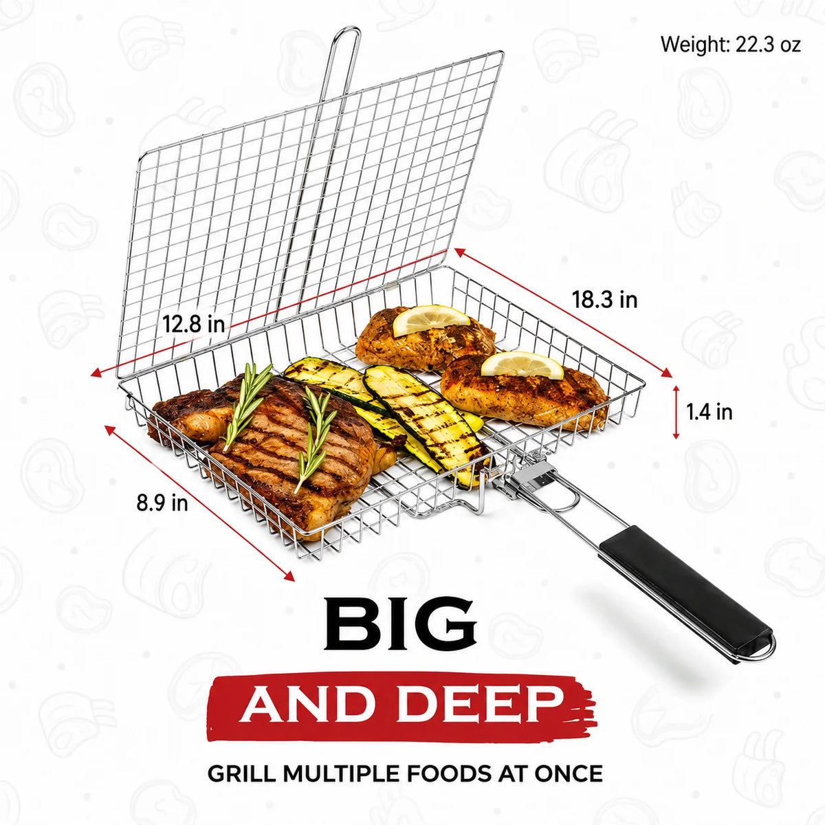 Grill Basket Stainless Steel Folding Locking Handle