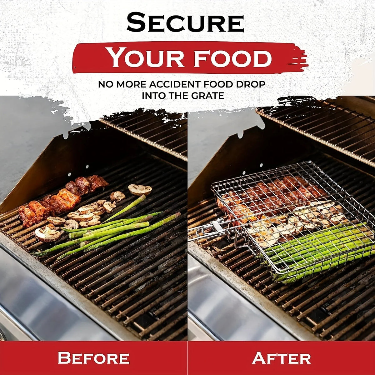 Grill Basket Stainless Steel Folding Locking Handle