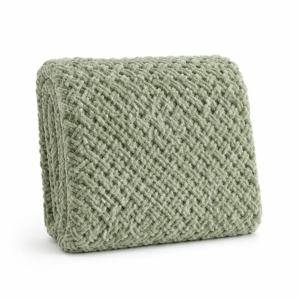 Hand-Knitted Chenille Loose-Mesh Knit Throw Blanket