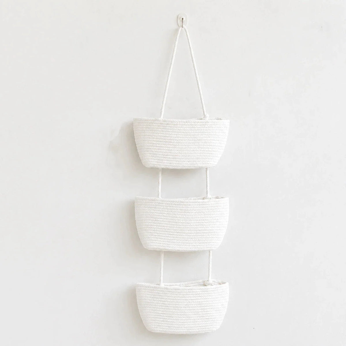 Hanging Storage Basket 3-Tier Over-Door Woven Cotton