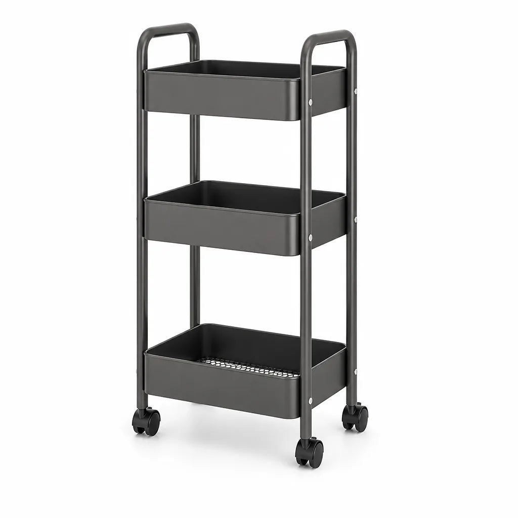 Kitchen Cart 3-Tier Carbon Steel With Wheels