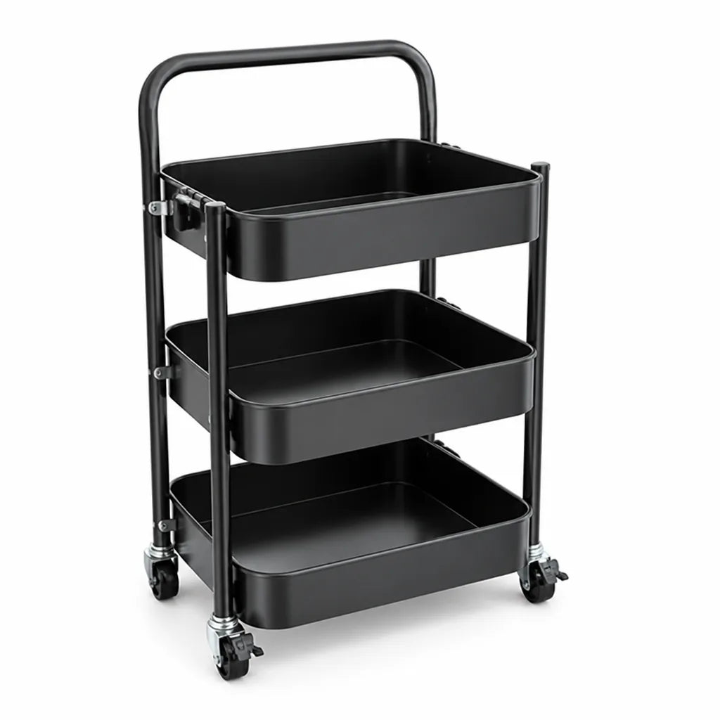 Kitchen Cart 3-Tier Carbon Steel With Wheels