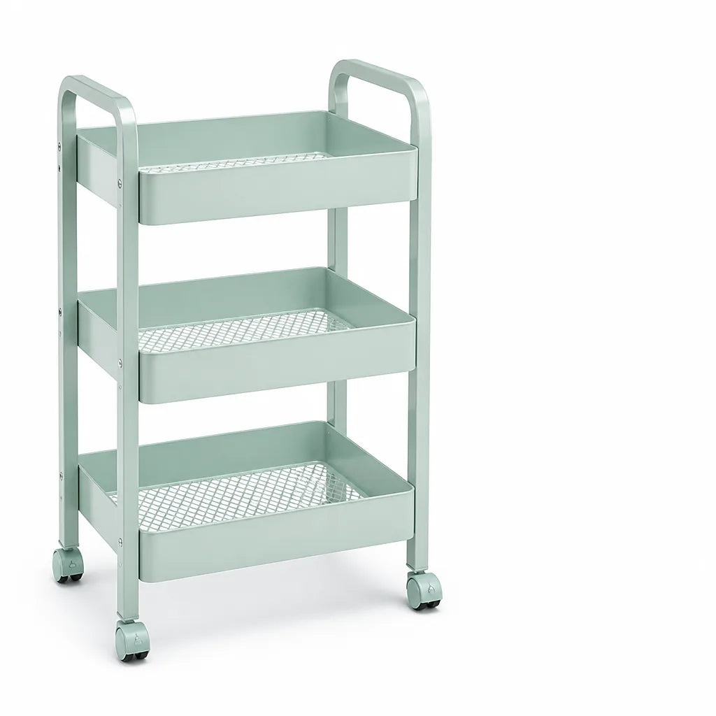 Kitchen Cart 3-Tier Carbon Steel With Wheels