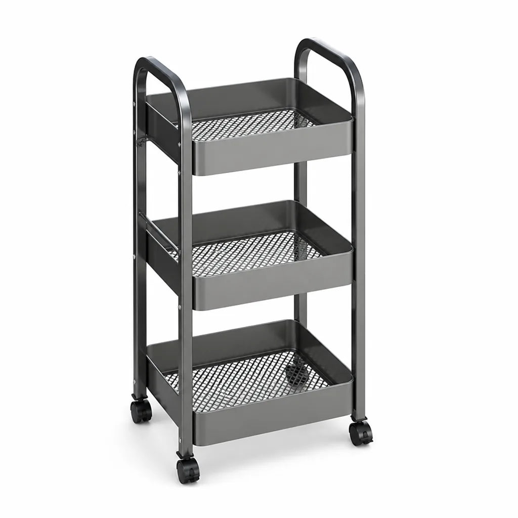 Kitchen Cart 3-Tier Carbon Steel With Wheels
