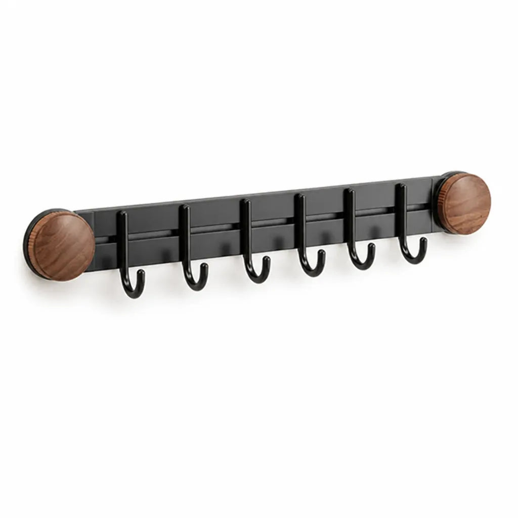 Kitchen Hook Rail Suction Cup Mount Wood Grain Finish