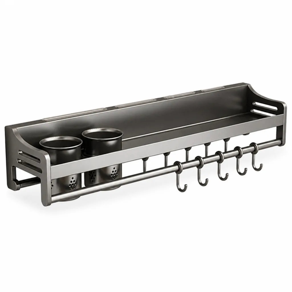 Kitchen Wall Shelf Stainless Steel Double Rod No Drill