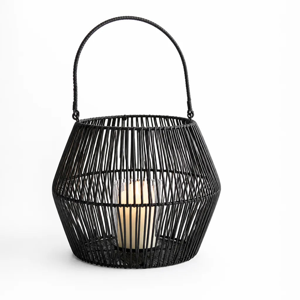Open-Weave Bowl-Shaped Candle Lantern for Standard and LED Candles