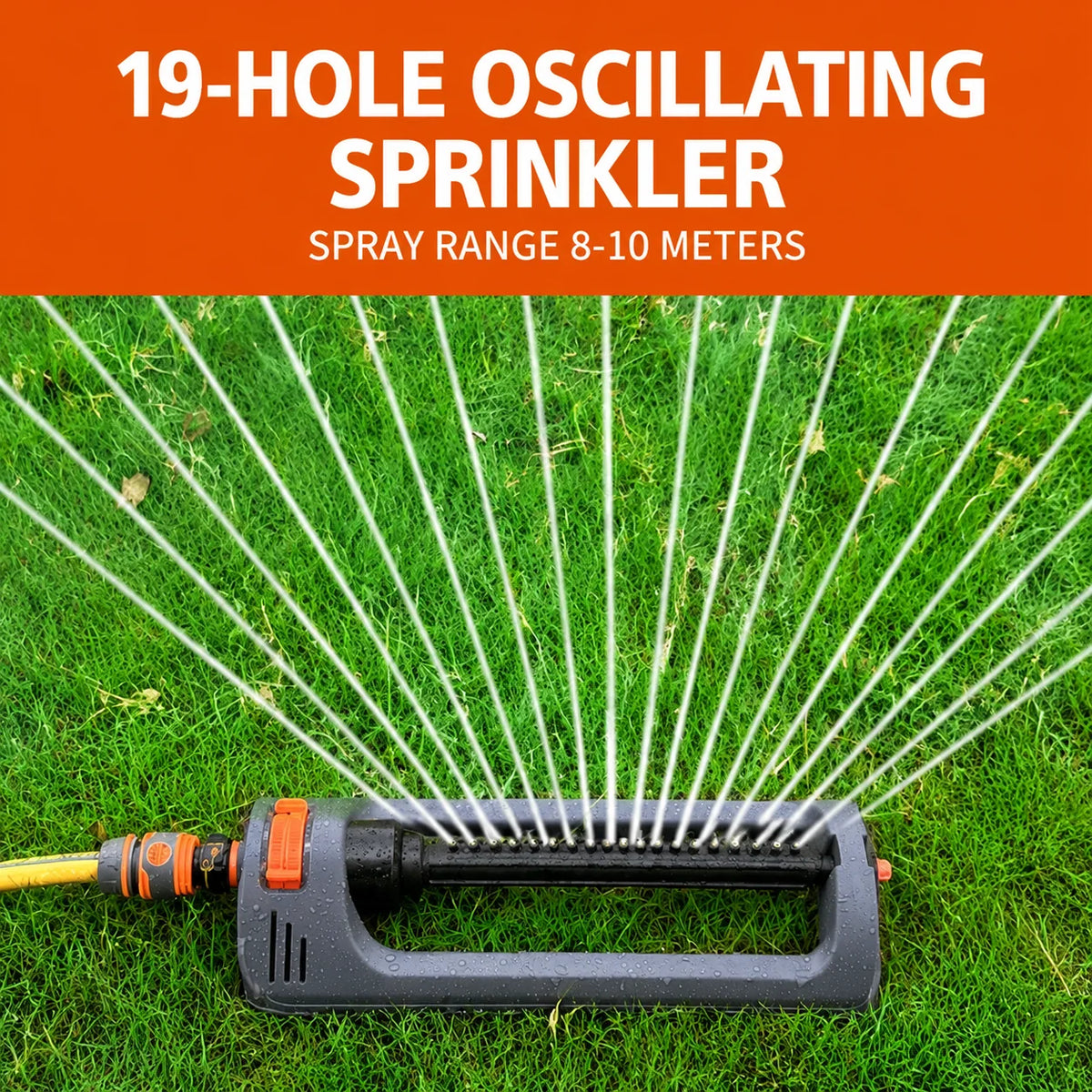 Oscillating Lawn Sprinkler 19-Hole Dual Spray Modes