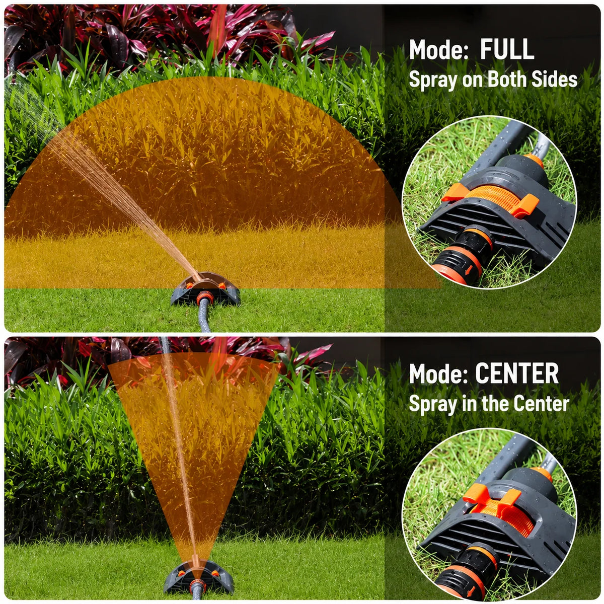 Oscillating Lawn Sprinkler 19-Hole Dual Spray Modes